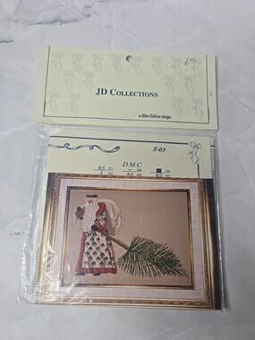 1991 JD Collections Cross Stitch Chart Pine Tree Santa
